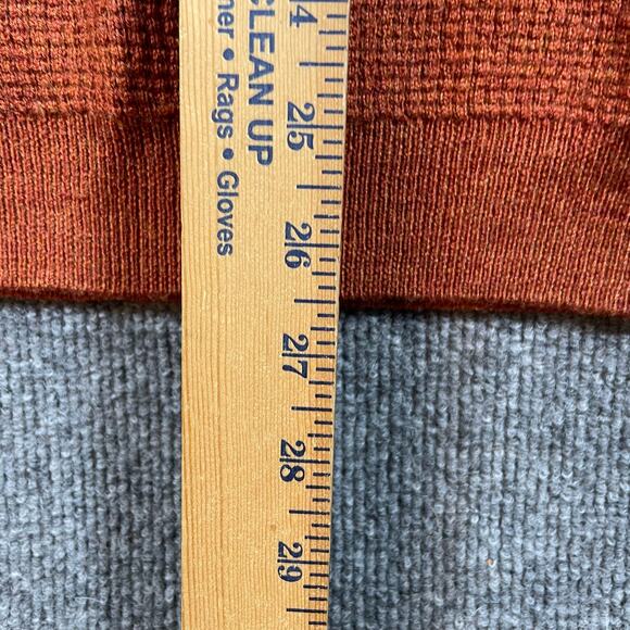 Orvis Wool Sweater Men's Large Brown Waffle Knit Henley Outdoor Warm - Picture 8 of 12